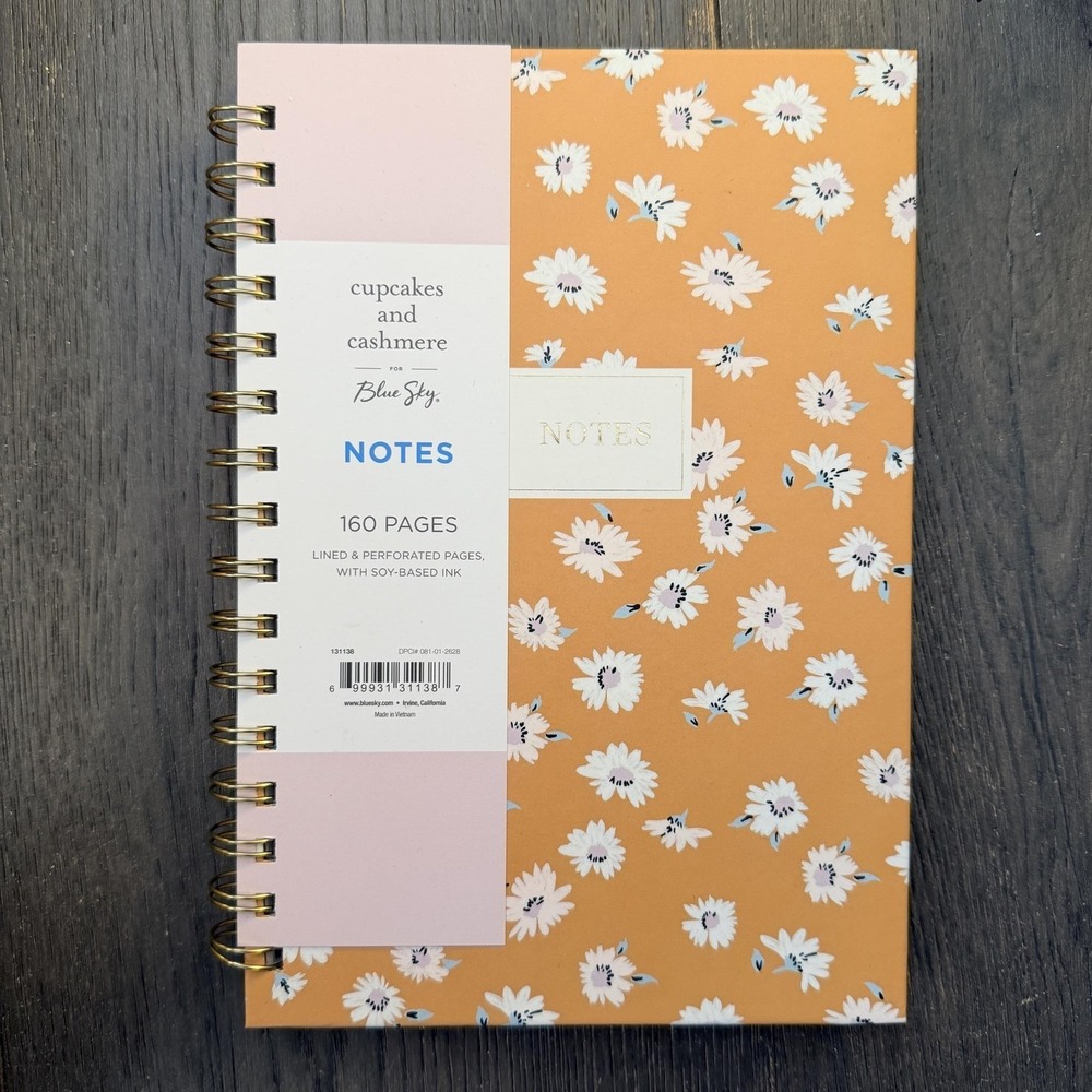 Blue Sky A5‎ Spiral Notes Notebook 160 Pages Orange Floral Cupcakes And Cashmere